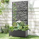 Raised Garden Bed with Trellis and Wheels,73"x35"x16" Metal Raised Garden Bed,Black Flowing Leaf Metal Planter with Climbing Trellis for Vines & Vegetables by GreenHaven Gardens
