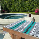 Del Mex Classic Mexican Blanket, Large Authentic Woven Falsa Throw (70"x50"), Artisan Southwest Décor for Beach, Yoga, Outdoors (Teal) by CozyNest Decor