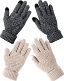 Geyoga 2 Pairs Women's Winter Touch Screen Gloves Soft Warm Fleece Lined Knit Elastic Cuff Winter Texting Gloves by TinyTreasures Baby Boutique