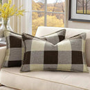 decorUhome Buffalo Plaid Check Throw Pillow Covers 12x20 Set of 2, Outdoor Lumbar Decorative Farmhouse Neutral Pillow Covers with Stitched Edge for Bed Couch Sofa, Brown and Beige by CozyNest Decor