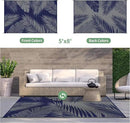 GENIMO Outdoor Rug 5' x 8' Waterproof for Patios Clearance, Reversible Outdoor Plastic Straw Camping Rug Carpet, Large Area Rugs Mats for RV, Picnic, Backyard, Deck, Balcony, Porch, Beach, Blue&Grey