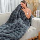 RYNGHIPY Faux Fur Blanket Double-Sided Thick Warm Blanket for Couch Soft Fluffy Furry Blankets for Sofa Chair (Dark Grey, 51''x63'') by CozyNest Decor