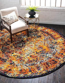 Unique Loom Rosso Collection Vintage, Traditional, Bohemian, Geometric, Border, Distressed, Southwestern Area Rug, 8 ft x 8 ft, Orange/Black by CozyNest Decor