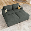 Nolany Corduroy Sectional Couch with Storage Ottoman, Sleeper Sectional Sofa, Modular Sectional Couches for Living Room, Green by CozyNest Decor