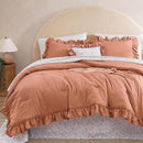 Queen Comforter Set - 7 Pieces Ruffle Autumn Leaf Bedding Sets, Shabby Chic Farmhouse Bed in a Bag Queen with Ruffle Comforter, Floral Sheets, Pillowcases & Shams by CozyNest Decor