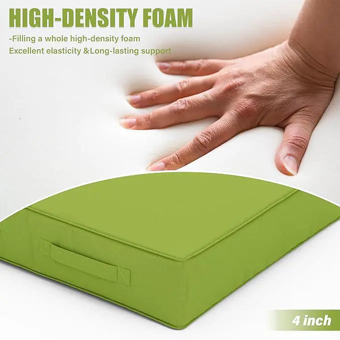 Patio Chair Cushions 19 X 19 X 4 Inch Waterproof Outdoor Seat Cushions for Patio Furniture, Outdoor Sofa Couch Pads with Ties & Handle, Set of 2, Grass Green, photo 6 of 7