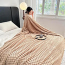 UKELER Sherpa Bed Blanket 80 × 90 inch, Ultra Soft Queen Size Throw Blanket for All Season, 470 GSM Cozy Plush Striped Fleece Blankets for Bedroom Living Room Dorm Hostel Sofa Camping, Camel by CozyNest Decor