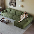 136" Sectional Couches for Living Room Modern Modular Sofa with L-Shape Couchs Upholstered Boneless Couch Deep Seat Sectional Couch with Chaise (Green, Right Facing Chaise+3Seaters) by CozyNest Decor