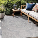 Medallion Outdoor Rug 6x9 Washable Outside Carpet for Indoor Patio Porch Waterproof Easy Cleaning Non Shedding Area Rugs Gray 6 x 9 by CozyNest Decor