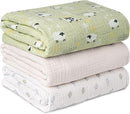 Muslin Swaddle Blankets for Newborn, 3 Pack Breathable Soft Receiving Blanket, Large 38 x 40 inches Swaddle Wrap Burping Clothes Diapers, Essentials Infant Shower Items, Toddler Gift (Cute Farm) by TinyTreasures Baby Boutique