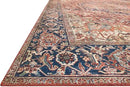 Loloi Layla Collection LAY-08 Red/Navy 5'-0" x 7'-6" .13" Thick Area Rug, Soft, Durable, Vintage Inspired, Distressed, Low Pile, Non-Shedding, Easy Clean, Printed, Living Room Rug by CozyNest Decor