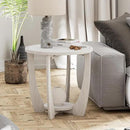 Rustic Farmhouse end Table X 2P with Storage Shelf, French Country Accent Side Table for Family, Dinning or Living Room, Small Spaces, Modern, Round, White by CozyNest Decor