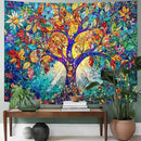 Lunerfex Tree of Life Tapestry Stained Glass Tapestry Wall Decor Tapestries for Bedroom Art Tapestries Wall Hanging for Bedroom Living Room Glass-Tree-02 60"x80" by CozyNest Decor