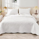 MarCielo 3-Piece 100% Cotton Oversized Bedspread Lightweight Quilt Coverlet Embroidery Farmhouse Bedding Set T0 (Bright White, Oversized Queen (100"x106")) by CozyNest Decor