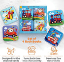 Floating Baby Bath Books - Transport Themed Bath Books for Babies, Infants - Waterproof, Mold-Free Bath Toys for Learning & Early Education by TinyTreasures Baby Boutique