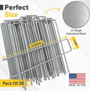 USA Made 20 Pack Landscape Staples 6 inch 11 Gauge Garden Stakes Galvanized Steel | Yard Stakes for Decorations Weed Barrier Fabric | Ground Stakes for Gardening | Fence Stakes Landscape Pins by GreenHaven Gardens