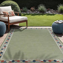 Beverly Rug Outdoor Rug 8x10 Modern Bordered Area Rugs for Indoor and Outdoor Patio Easy to Clean Non Shedding Living Room Porch Garden Washable Outside Carpet (8 x 10 Green) by CozyNest Decor