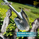 CYRUS Garden Shovel for Digging, 28 Inches in Total Length, Mini D-Shape Heavy Duty Shovel with Serrated Edges, Suitable for Garden, Lawn and Outdoor Camping by GreenHaven Gardens