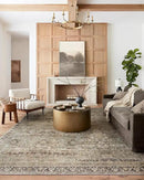 Loloi Layla Collection LAY-03 Olive/Charcoal 3'-6" x 5'-6" .13" Thick Accent Rug, Soft, Durable, Vintage Inspired, Distressed, Low Pile, Non-Shedding, Easy Clean, Printed, Living Room Rug by CozyNest Decor
