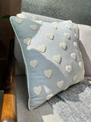 VAGMINE Hand Embroidered French Knotted Hearts Pillow Cover - 18x18 Inches Square - 100% Cotton Robins Egg Decorative Cushion Cover - Romantic Gift for Couples - Valentine’s Bedroom Decor by CozyNest Decor