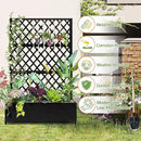 Metal Planter Trellis Box with Wheels & Drain Plug Outdoor Raised Garden Bed Patio Privacy Screen with Planter for Climbing Plants, Vegetables 73"x47"x16" Black-Diamond by GreenHaven Gardens
