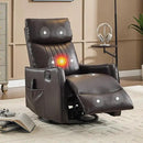 Manual Swivel Rocker Recliner Chair for Adults, Overstuffed Reclining Glider Chair for Nursing with Vibration Massage & Heat, Living Room Rocking Recliner 2-Stage backrest, Faux Leather Brown by CozyNest Decor
