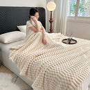 UKELER Off White Sherpa Throw Blankets 60 × 80 inch, 470 GSM Striped Sherpa Fleece Blanket for All Season, Warm and Cozy Blanket for Couch Sofa Bed Office Camping by CozyNest Decor