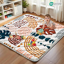 Baby Play Mats for Floor, 43x43 Playpen Mat for Babies, Extra Thicker & Soft Floor Crawling Mat, Foldable Non-Slip Playmat Cushioned for Infants Toddlers, Boho Leaf Design by TinyTreasures Baby Boutique