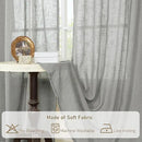 LAMIT Grey Linen Curtains 95 inch for Living Room, Semi Sheer Light Filtering Boho Window Textured Burlap Drapes with Bronze Grommet for Bedroom Farmhouse, 2 Panels Set, 52 x 95 Inch