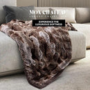 Mon Chateau Premium Reversible Luxury Faux Fur Throw for Couch, Sofa, or Bed - Plush Cozy Soft Blanket for Sleeping or Home Décor, 60" x 70" (Ruched Dark Brown) by CozyNest Decor
