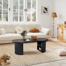 Oval Fluted Coffee Table, 47" Farmhouse Wood Coffee Table Mid Century Modern Center Table Boho Living Room Tables for Living Room Office,Black by CozyNest Decor