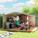 Outsunny 11' x 13' Outdoor Storage Shed, Garden Tool Metal Shed with Foundation Kit, Double Lockable Door, Air Vents and Sloping Roof, for Backyard, Patio, Lawn, Dark Gray by GreenHaven Gardens