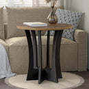 Farmhouse Round End Table with Criss-Cross Wood Legs, Rustic French Country Side Table for Dinning or Living Room, Modern, Black, Natural Wood by CozyNest Decor