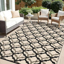 OLANLY Reversible Outdoor Rug 6x9 ft Clearance, Waterproof Outdoor Plastic Straw Rug with Interlacing Pattern, RV Mat for Patio, Camping, Balcony, Deck, Backyard, Black & Beige by CozyNest Decor