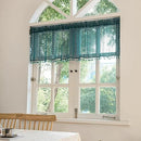 Sutuo Home Boho Valance Curtains for Kitchen Crochet Lace Sheer Bohemian Hollow Knitted with Tassels, Privacy Vintage Rustic Farmhouse Drapes, Rod Pocket 1 Panel 59" W x 18" L, Turquoise by CozyNest Decor