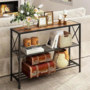 Hoctieon Industrial Console Table, 3 Tier Entryway Table, Hallway Table, Narrow Sofa Table with Shelves, Entrance Table for Entryway, Living Room, Foyer, Hallway, Office, Rustic Brown&Black by CozyNest Decor