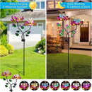 55'' Solar Powered Kinetic Wind Spinner Sculpture Pink Lotus Metal Stake Spinner for Patio, Lawn and Garden Decor Weather-Resistant Outdoor Art with Dual Lotus Design by CozyNest Decor