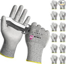 Schwer 12 Pairs ANSI A4 Cut Resistant Work Gloves, Cut Proof Gloves with PU Coating, Used for Metal Fabrication, WoodWorking, Construction, Non Slip, Durable, XS, CR13001 by GreenHaven Gardens