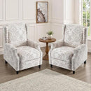 UIXE Recliner Chairs Set of 2, Fabric Upholstered Armchair Pushback Accent Chair for Living Room, Floral Rivet Trim Club Chair Home Theater Single Sofa Bedroom Side Reading Seat - Beige Pattern by CozyNest Decor