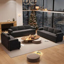 Sofa, 3 Piece Set Comfy Sofa, Loveseat & 2 3-Seater Couch with Deep Seats for Living Room, Modern Sleeper Couch, Dark Grey Chenille by CozyNest Decor