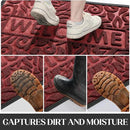 Yimobra Welcome Front Door Mat Outdoor, Heavy Duty Sturdy Non Slip Doormats, Rubber Backing, Low-Profile Entrance Rugs, Absorbent Resist Dirt, Easy Clean Patio Garage Floor Mats, 47X24 Inch, Wine Red by CozyNest Decor