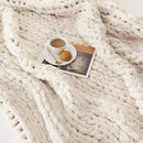 L'AGRATY Chunky Knit Blanket Throw: 80''x90'' Chenille Chunky Knitted Throw Blanket for Bed Couch - Handmade Thick Big Cable Knit Blanket - Large Chunky Crochet Rope Blanket for Home Decor(Ivory) by CozyNest Decor