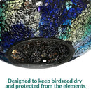Sunnydaze 10-Inch Glass Mosaic Hanging Bird Feeder for Outdoors - Fly-Through Wild Bird Feeder - Indigo Flower Mosaic by GreenHaven Gardens