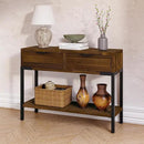 Bme Millie Farmhouse Solid Wood Console Table with 2 Drawers & Storage Shelves, 43" Boho Sofa Table for Entryway, Hallway, Living Room, Rustic Chestnut by CozyNest Decor