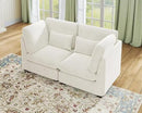 Oversized Modular Sofa, Extra Deep Cloud Chenille Sectional Couch with Ottoman Chaise, Fluffy Chenille 2 Seater Sofa Bed for Living Room, Villa (Loveseat Sofa, Chenille White) by CozyNest Decor