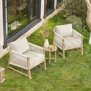 CHITA Boho Patio Rattan Chair Set of 2, Outdoor Wicker Chair with 7.1″ Thickened Cushions Acacia Wood Frame(Cream) by CozyNest Decor