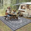 GAOMON Outdoor Patio Rug 9x12 Waterproof Reversible Plastic Straw Rug, Large UV-Resistant Portable RV Camping Mats, Indoor Outdoor Rugs for Outside Deck Porch Garden RV, Gray & White by CozyNest Decor