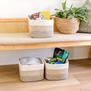 NaturalCozy Storage Cubes 9”x9”x7”Cotton Rope Woven Baskets for Organizing 3-Pack | 9 Inch Cube Storage Bin | Small Basket for Shelf Nursery, Pantry, Decorative Plant, Bathroom Closet, Toy Gift by TinyTreasures Baby Boutique