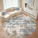 Round Rug Living Room Rugs: 10Ft Washable Circle Large Abstract Modern Soft Stain Resistant Non Slip Indoor Floor Carpet for Bedroom Nursery Office Dining Room Dorm Home House Decor- Tan Blue by TinyTreasures Baby Boutique