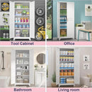 75" Storage Cabinet, Metal Pantry Cabinet, Kitchen Pantry Storage Cabinets with Doors and 4 Shelves, Cabinets for Laundry Room, Living Room, Dinning Room, Assembly Required, White by CozyNest Decor